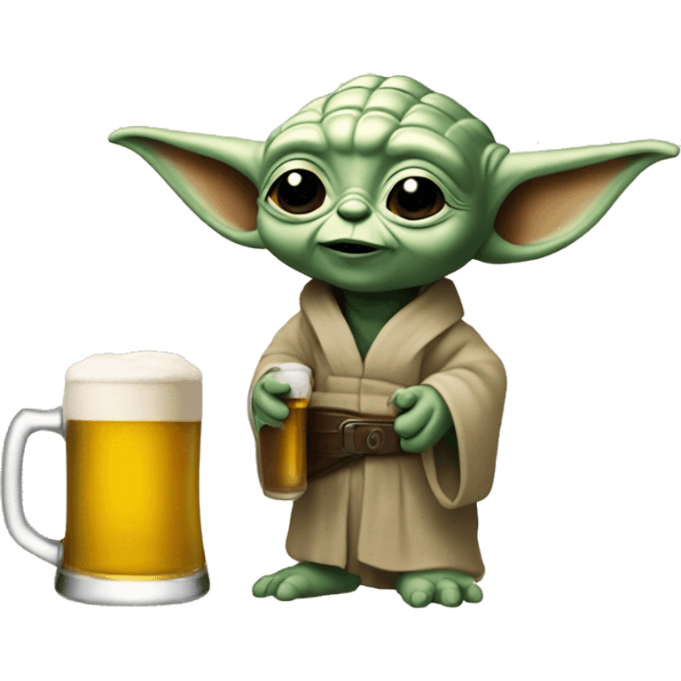 Bebe yoda qui bois une biere emoji