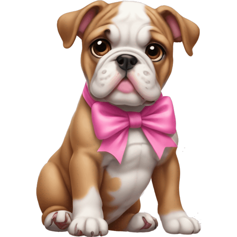 Bulldog puppy with pink bow  emoji