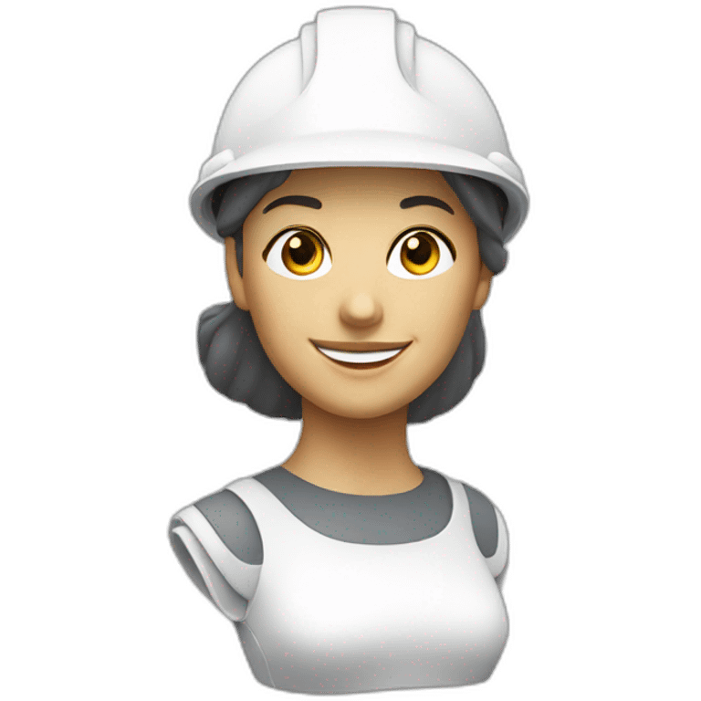 bust of woman enginear with white helmet smiling emoji