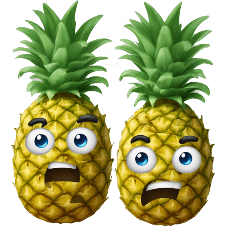 One pineapple with two faces emoji