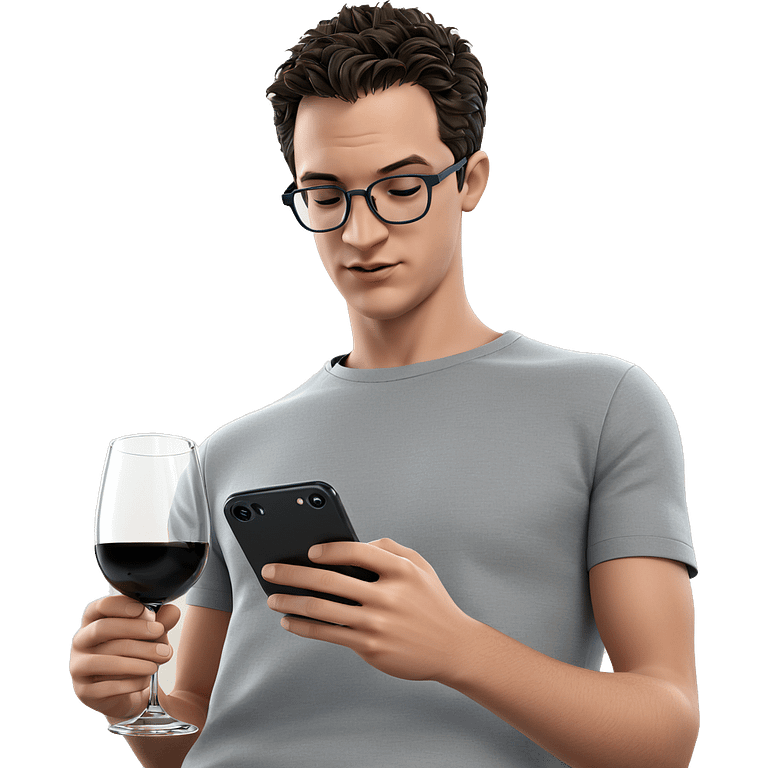 casual drinker with phone emoji