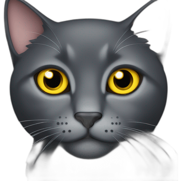 dark solid gray cat with yellow eyes  emoji