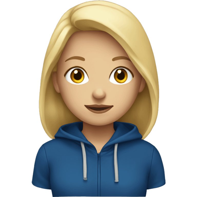 blonde girl in deep blue hoodie  emoji