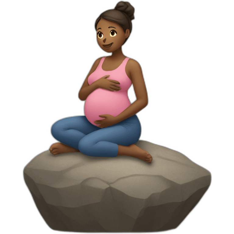 A pregnant woman sitting on a rock emoji