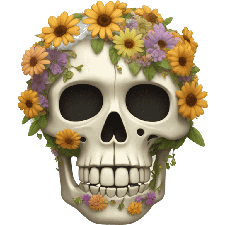 Skeleton made of flowers emoji