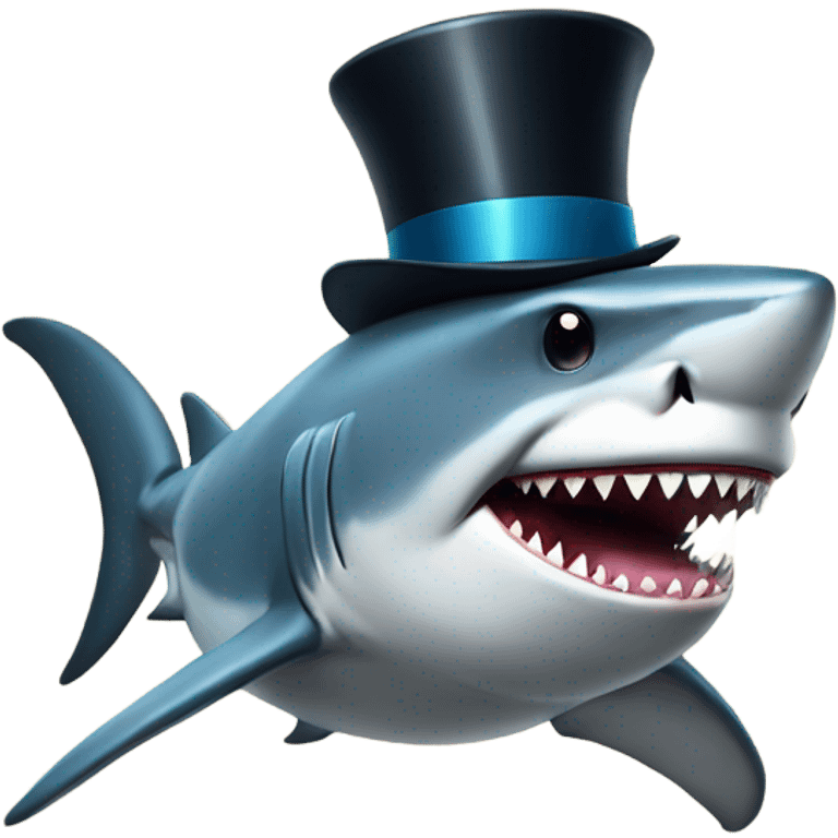 Shark with a top hat emoji