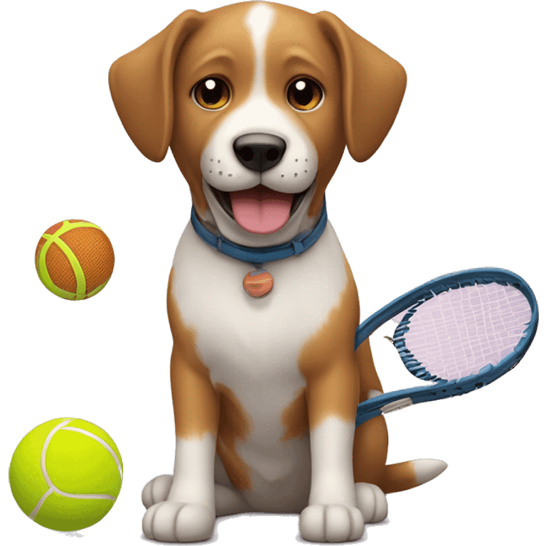 Crea un emoji de un perro jugando tenis con un gato emoji