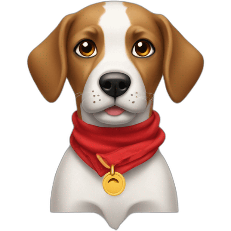 Perro con pañuelo rojo en el cuello emoji