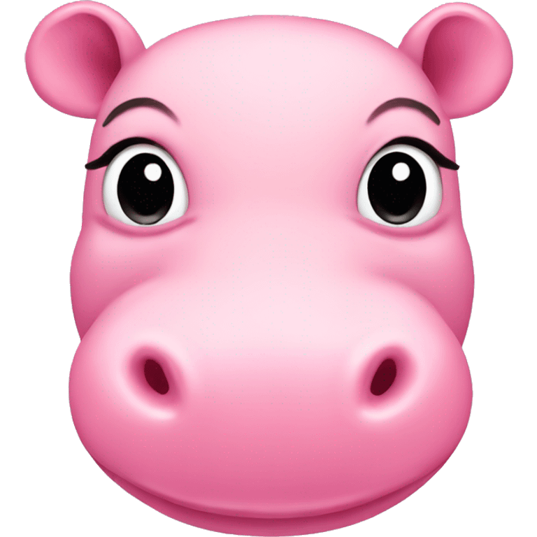 Cute Pink hippo smile emoji