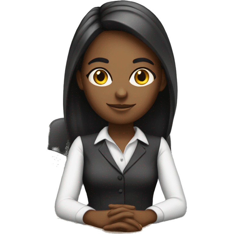 White girl teacher at the desk emoji