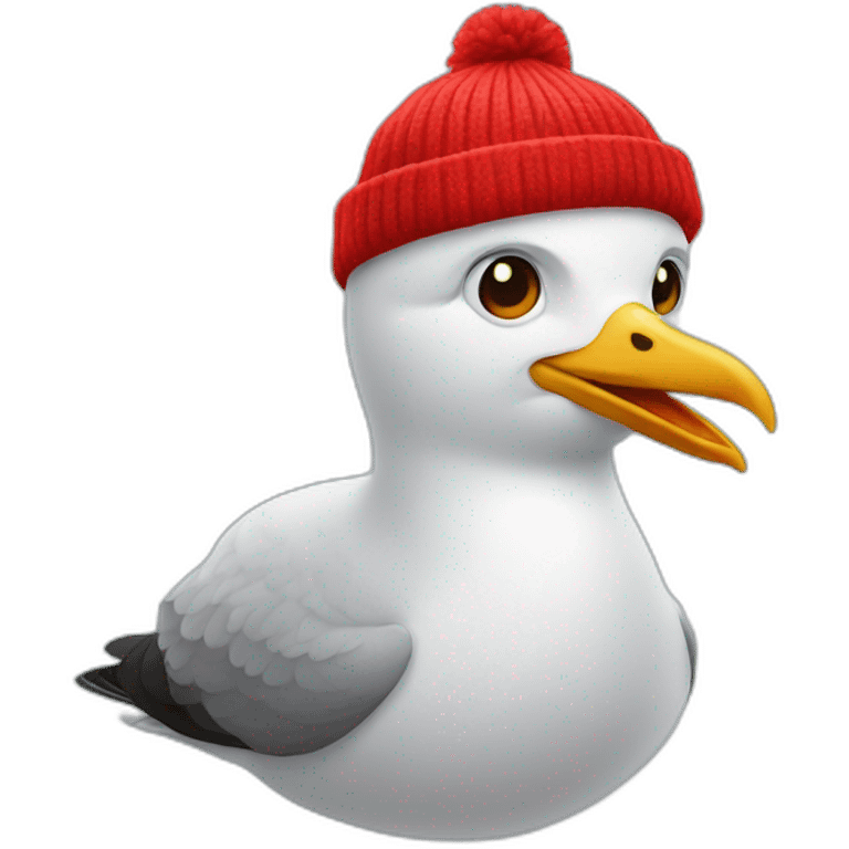 seagull with a red beanie on emoji