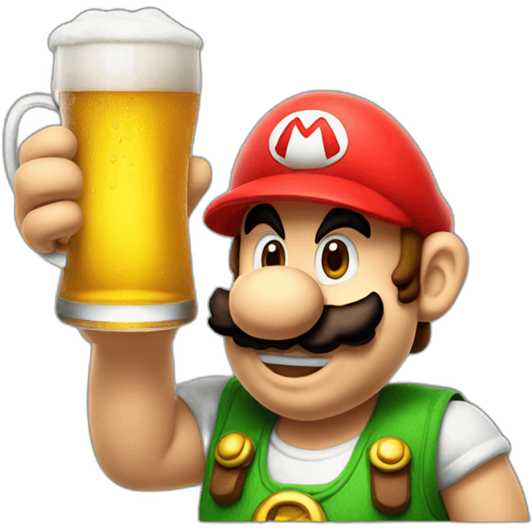 Mario Bross drinking a beer emoji