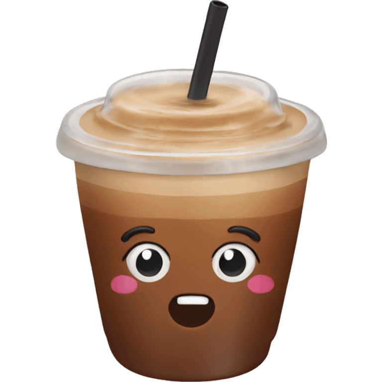 An iced coffee in a cute cup emoji