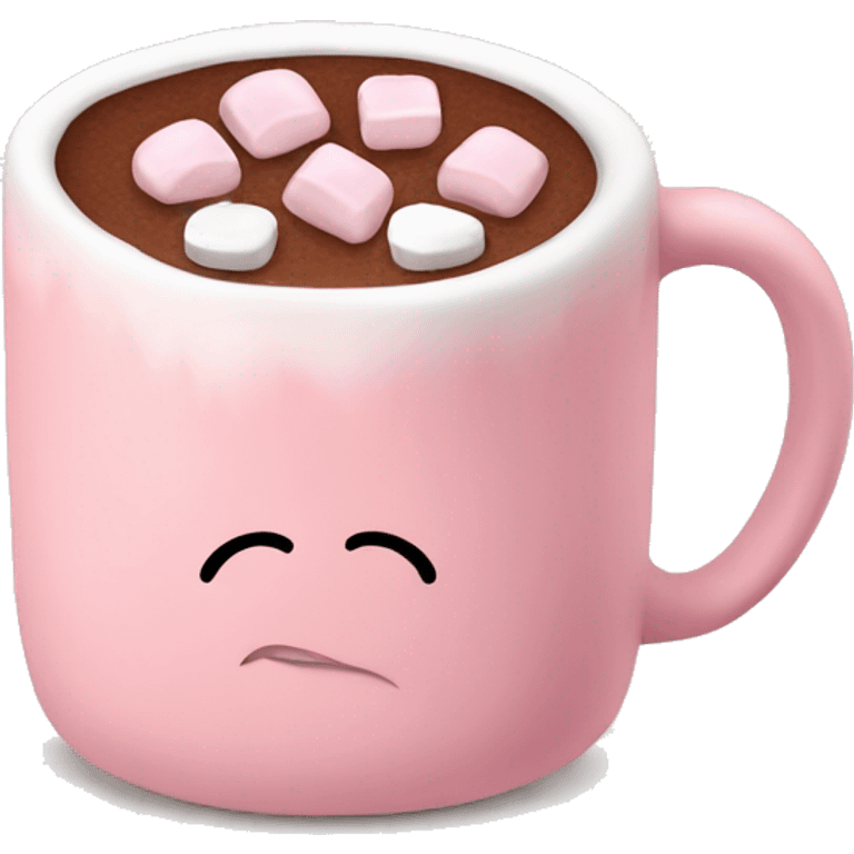 Light Pink mug of hot chocolate with marshmallows  emoji