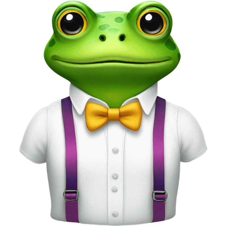 Cute frog with suspenders on  emoji