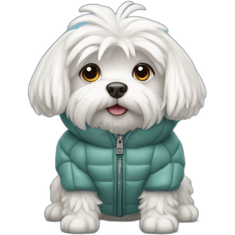 Maltese dog wearing a puffer jacket emoji