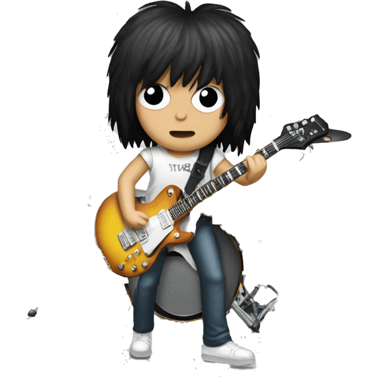 ramones playing rock guitar and drums emoji