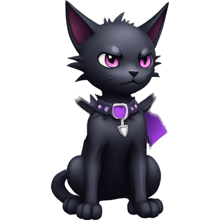 cool edgy black punk Purple nargacuga-bat-cat-Fakemon collar full body emoji