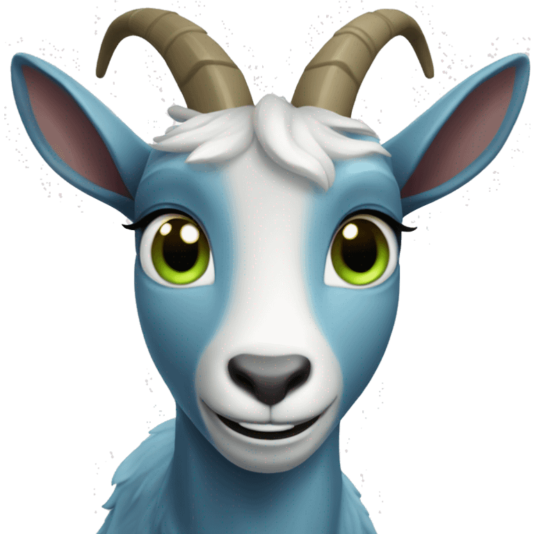 Blue goat full body pretty smiling excited bluegreen eyes female emoji