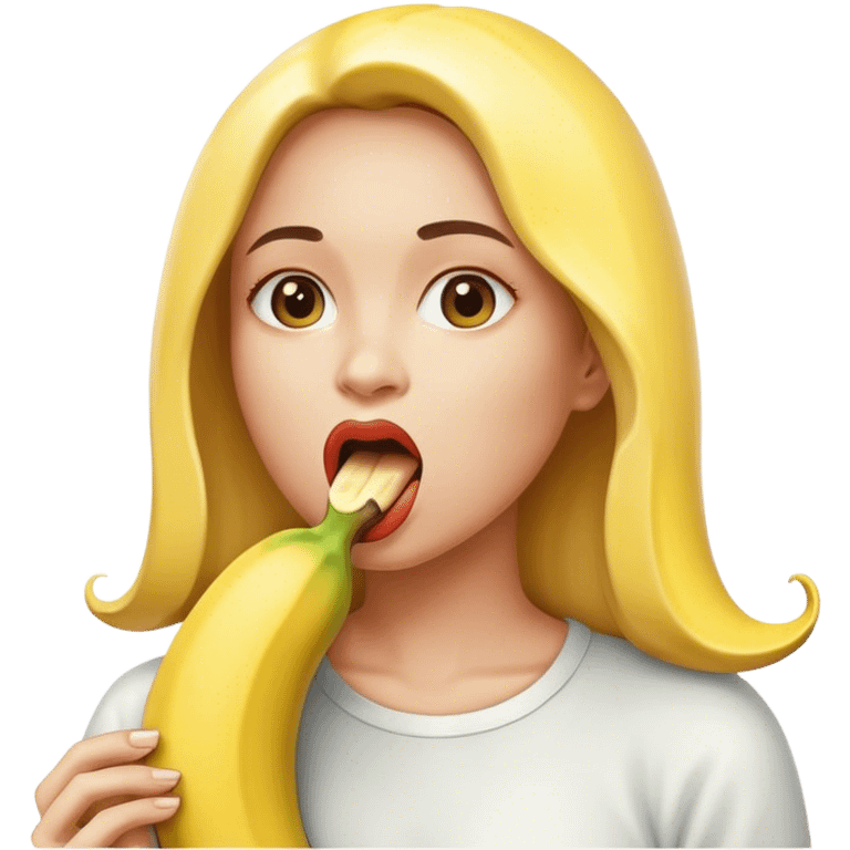 Woman with banana in mouth emoji