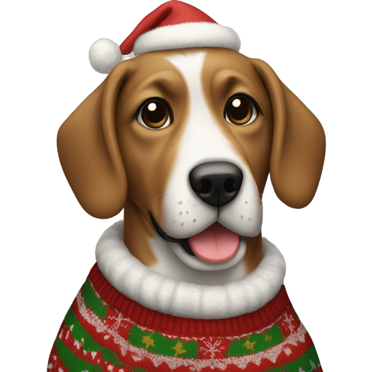 dog wearing a christmas sweater emoji