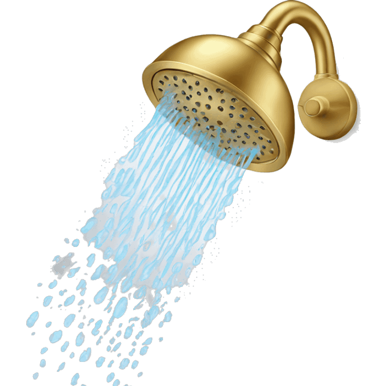 Shower Head in Gold with Water coming out emoji