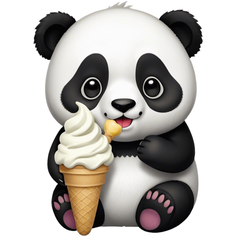 Panda eating ice cream emoji