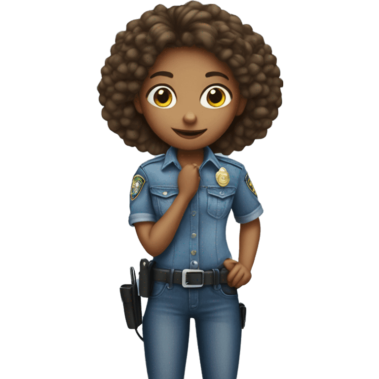 girl in denim by car with police badge on belt emoji