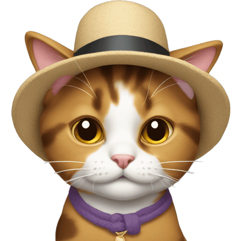 Calico cat wearing hat emoji