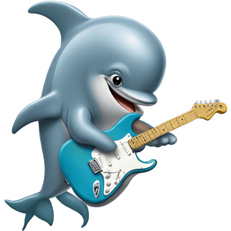 Dolphin playing a Fender Stratocaster  emoji