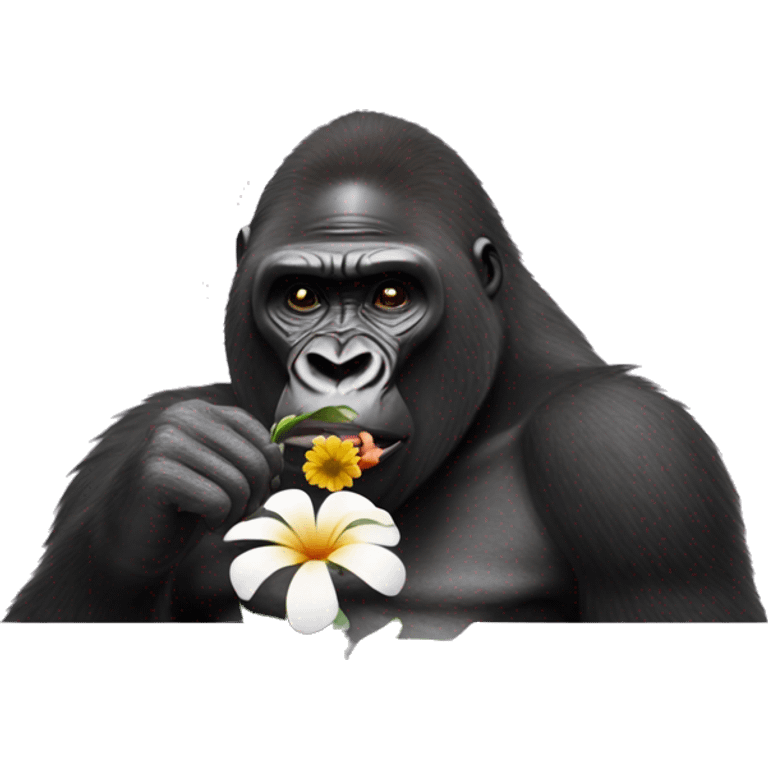 Gorilla eating a flower emoji