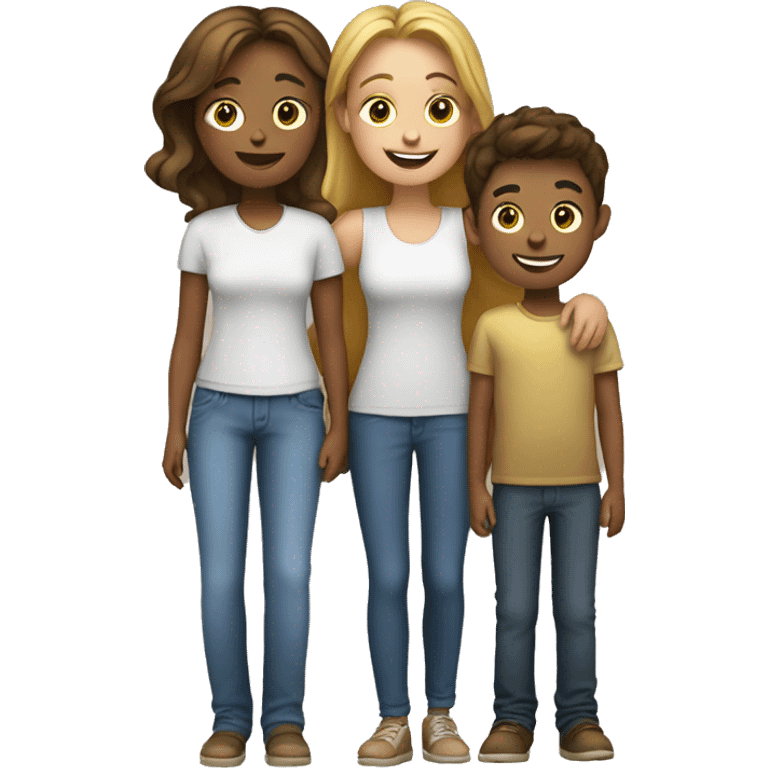 Mom, daughter and son with golden dg emoji