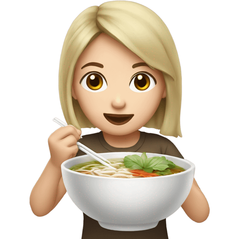 Girl eating pho emoji