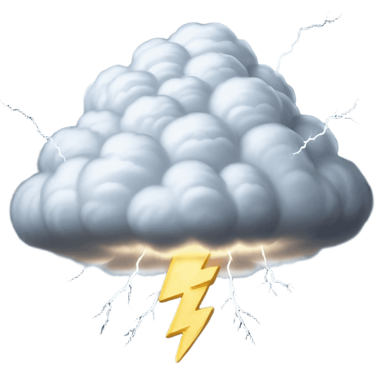 Cinematic Realistic Cumulonimbus Emoji, Towering and imposing, with dark, dramatic clouds reaching up into the sky in a billowing formation. Lightning flickers within, and the atmosphere is charged with energy, signaling a powerful storm ahead. Soft glowing outline, capturing the essence of raw power, intensity, and nature’s fury in a mighty cumulonimbus cloud! emoji