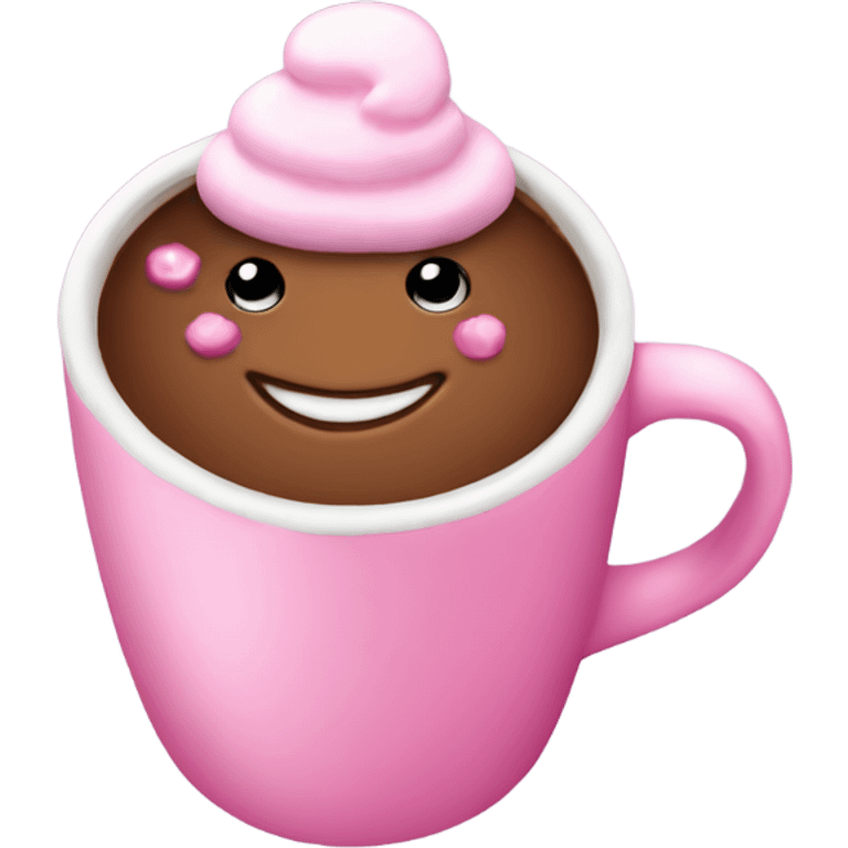 Pink hot chocolate with pink marshmallow  emoji