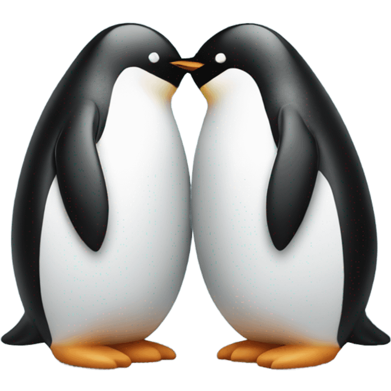 Penguin giving another penguin a rock emoji