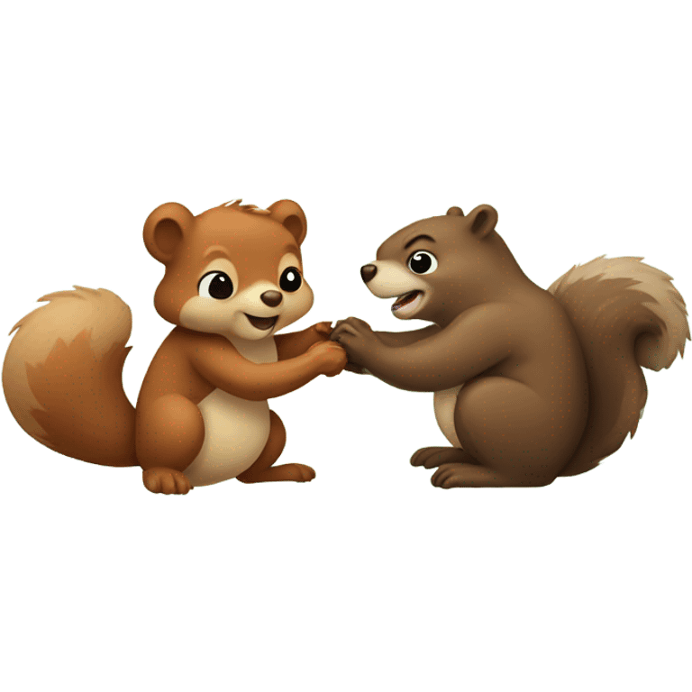 Squirrel and bear loving eachother emoji