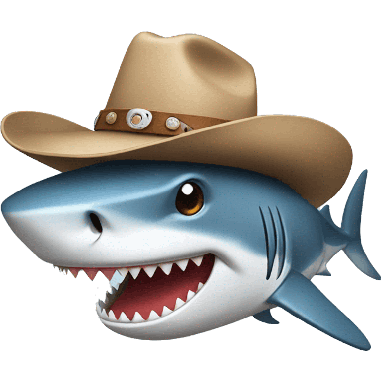 Shark wearing a cowboy hat emoji