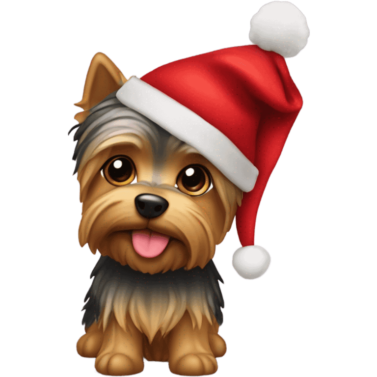 Un yorky con gorro de navidad emoji