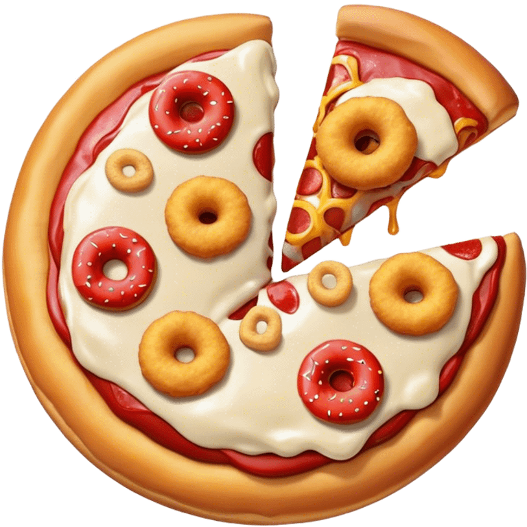 Donut, triple pizza, french fries, fries, chicken nuggets, pizza, doughnut, ice cream, pizza, chicken nuggets, french fries, ketchup, mustard, pizza emoji