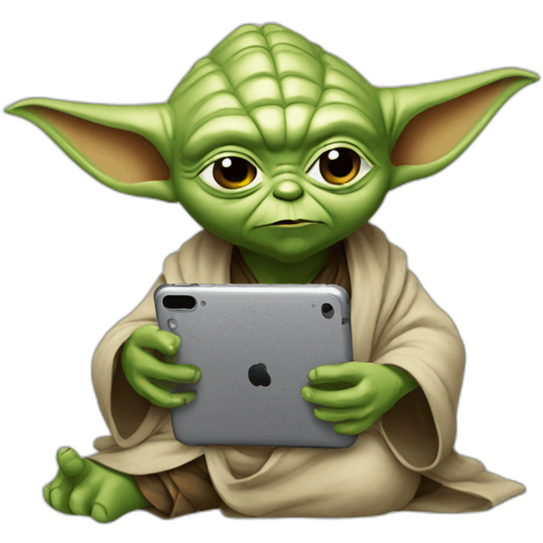 Yoda watching youtube on phone emoji