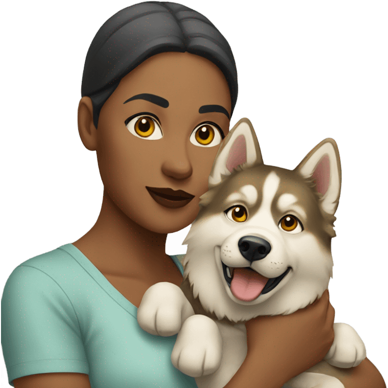 Woman and golden Husky  emoji