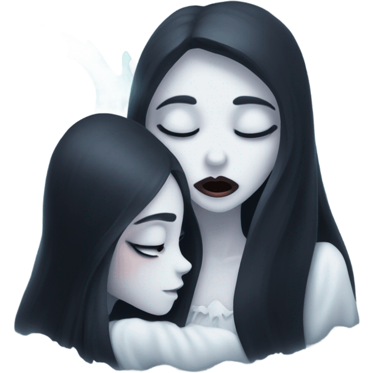 Ghost kissing Mae vampire emoji