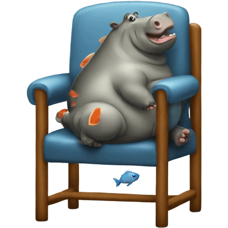 Hippo and fish on chair emoji