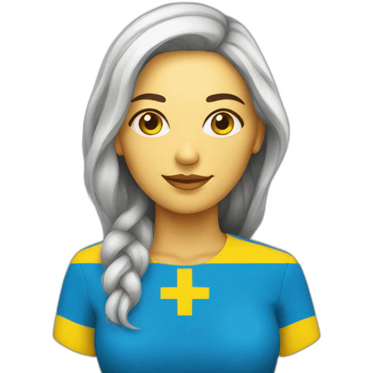 woman with Ukraine flag emoji