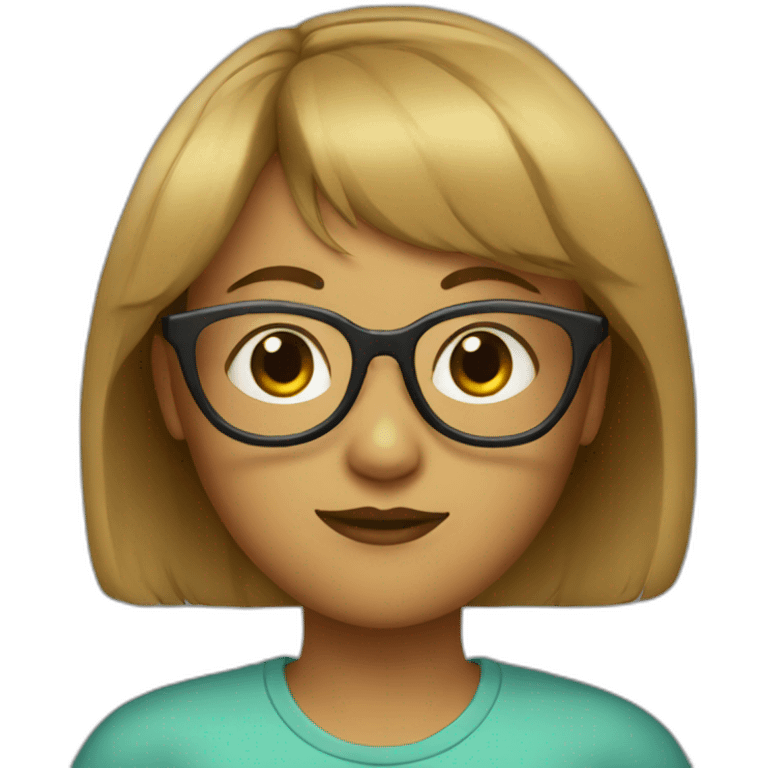 Girl with courtaim bangs and clear glasses  emoji