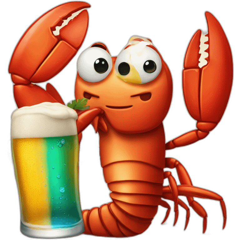 Lobster holding a beer emoji