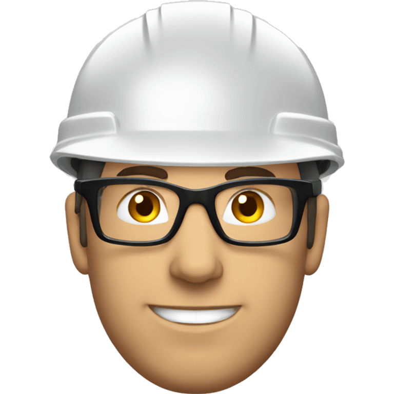 Caucasian man wearing a safety helmet, safety glasses and earplugs emoji