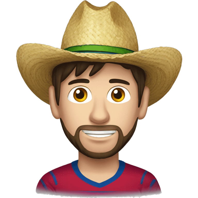 Messi con polera boliviana y con sombrero de paja emoji