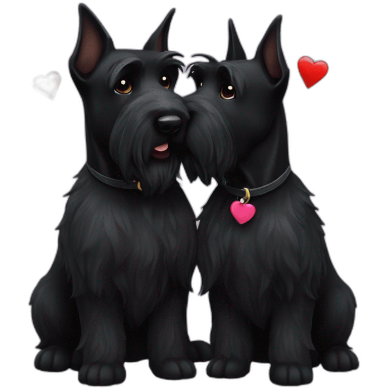 Two black Scottish terrier kissing emoji